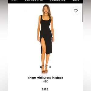 NWT NBD thom midi dress in black